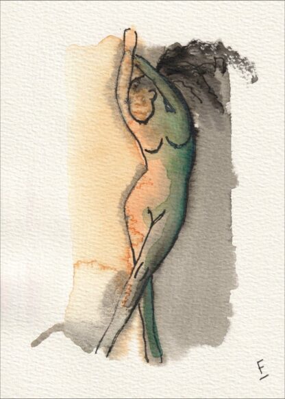 Original Watercolour Painting Nude Female Life Drawing Sketch Signed Wall Art