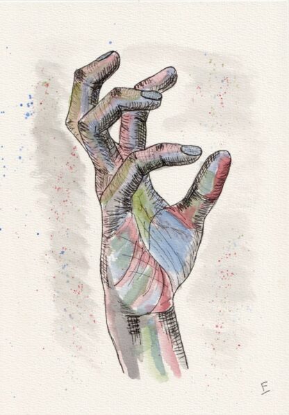Original Wash And Ink Sketches Of Hands. Not Prints. Anatomy Sketch Life Drawing - Image 2
