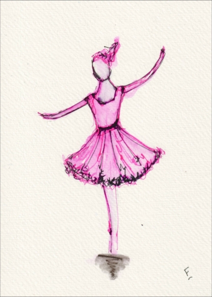 Original Ink Painting Female Ballerina Ballet Dancer Contemporary Wall Art