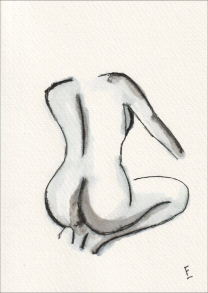 Original Abstract Nude Female Life Painting Contemporary Wall Art Ink Sketch