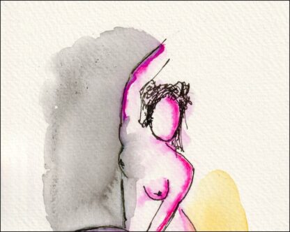 Original Abstract Nude Female Life Painting Contemporary Wall Art Ink Sketch - Image 2