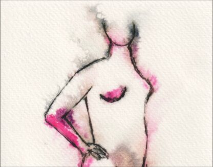 Original Signed Figurative Ink Sketch Of A Nude Female, Contemporary Wall Art - Image 2