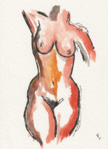 Figurative sketches in watercolour and ink