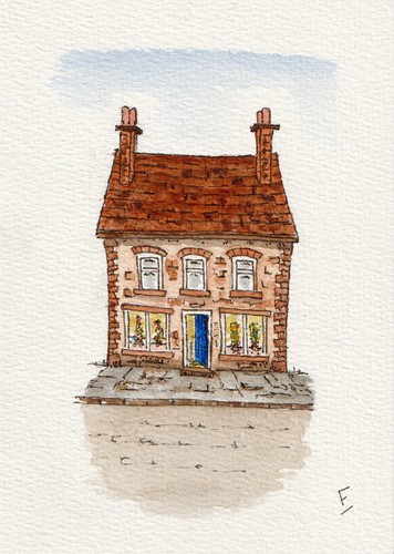 Original Watercolour And Ink Sketch Of A Shop. Urban Sketching Not A Print