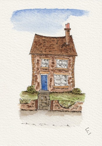 Original Watercolour And Ink Sketch Of A House. Urban Sketching Not A Print