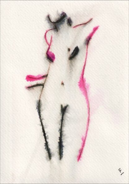 Original Abstract Nude Female Life Painting Contemporary Wall Art Ink Sketch