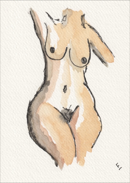 Original Signed Watercolour Painting Nude Female Life Drawing Direct From Artist