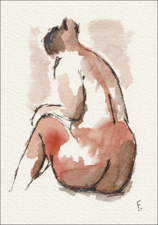 Original Watercolour Nude Female Wall Art, Life Drawing Figurative Sketch