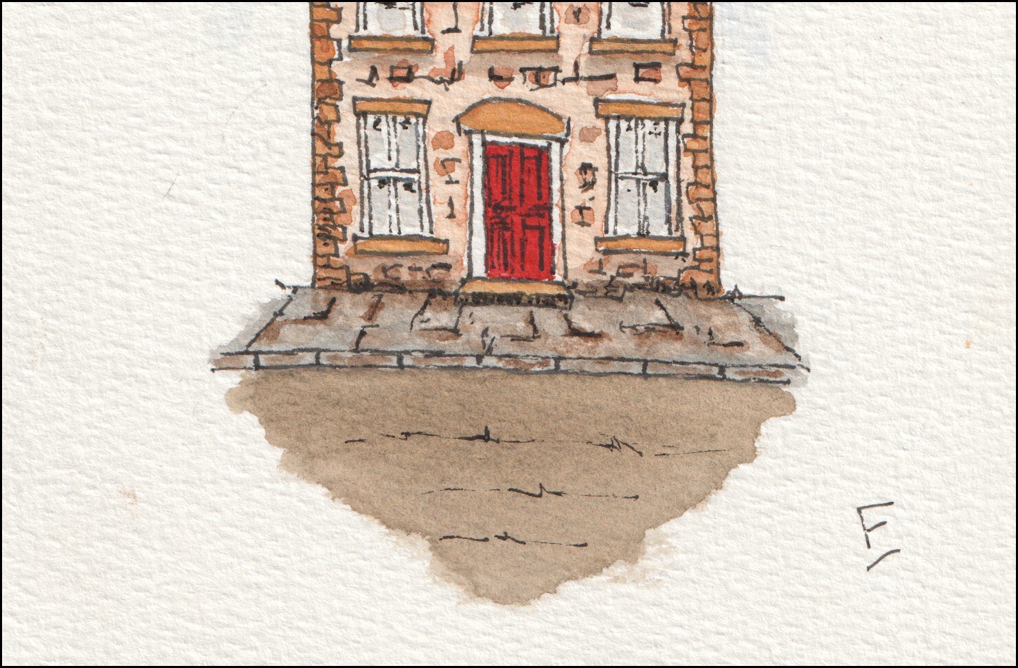 Original Watercolour And Ink House Sketch - Signed Artwork - Image 2