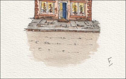 Watercolour And Ink Architectural Sketch Of A Shop, Contemporary Wall Art - Image 3