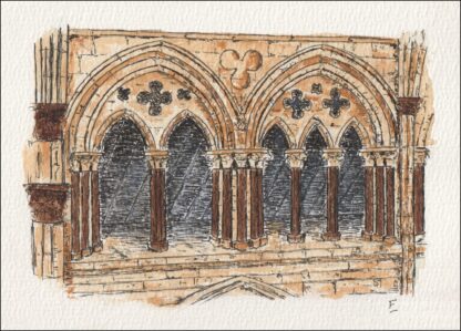 Original Watercolour Painting Of Lincoln Cathedral Triforium , Architectural Art