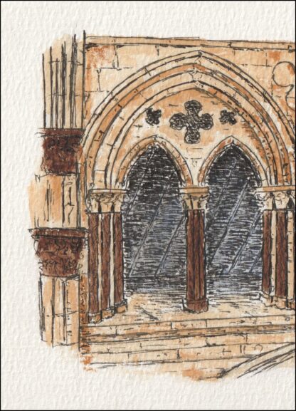Original Watercolour Painting Of Lincoln Cathedral Triforium , Architectural Art - Image 2