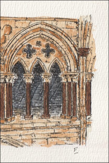 Original Watercolour Painting Of Lincoln Cathedral Triforium , Architectural Art - Image 3