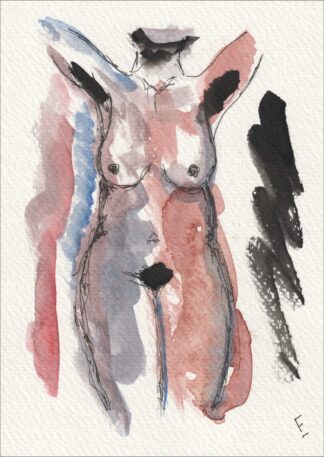 Original Watercolour Painting Of  A Figurative Nude Female Wall Art Signed