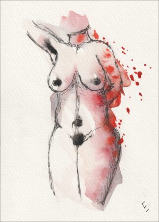 Original Nude Female Watercolour Painting Figurative Sketch Wall Art