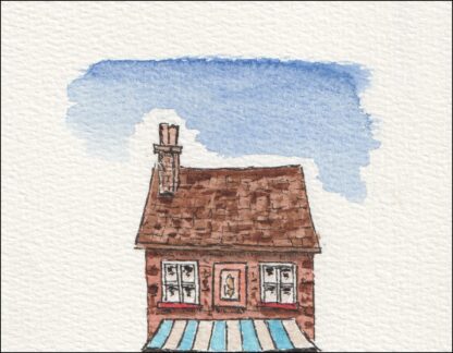 Original Watercolour And Ink Urban Sketch Of A Shop, Architectural Art - Image 3