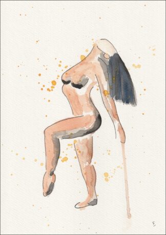 Original Signed Figurative Watercolour Painting Of A Nude Female Wall Art