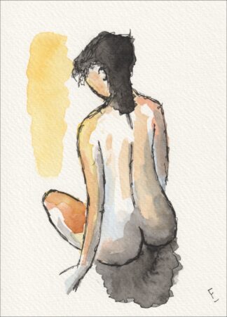 Original Watercolour Painting Of A Figurative Nude Female Signed Wall Art