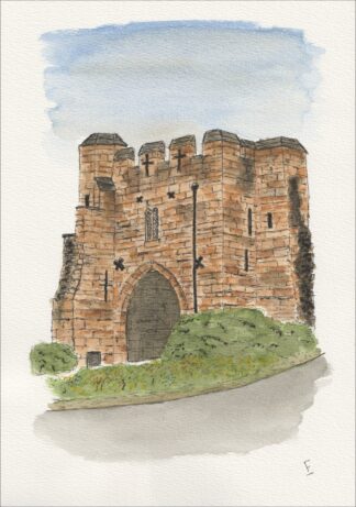 Original Watercolour And Ink Painting Of Pottergate Arch Lincoln, Architectural