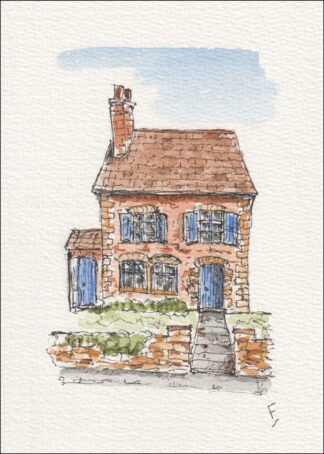 Original Watercolour And Ink Urban Sketch Of A House, Architectural Art