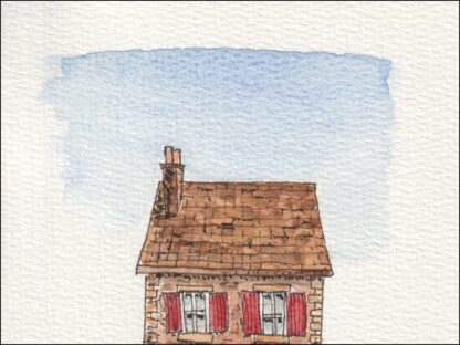 Original Watercolour And Ink Urban House Sketch, Architectural Artwork - Image 3