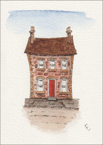 Original Watercolour And Ink Urban Sketch Of A House, Architectural Artwork