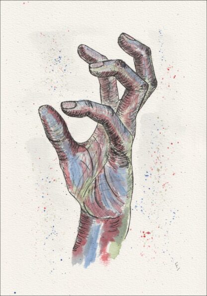 Pair Of Original Watercolour Paintings Of Hands, Anatomy Art, Contemporary A4 - Image 2