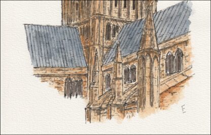 Lincoln Cathedral From The Cloisters, Original Watercolour And Ink Painting - Image 2