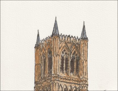 Lincoln Cathedral From The Cloisters, Original Watercolour And Ink Painting - Image 3