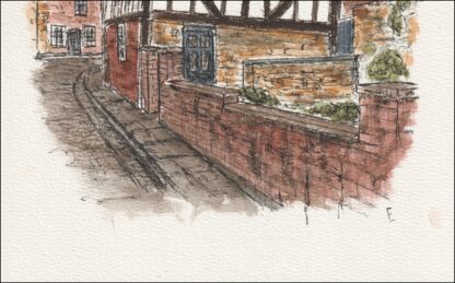 Original Watercolour And Ink Sketch. 40-42 Michaelgate Lincoln, The Wonky House - Image 2
