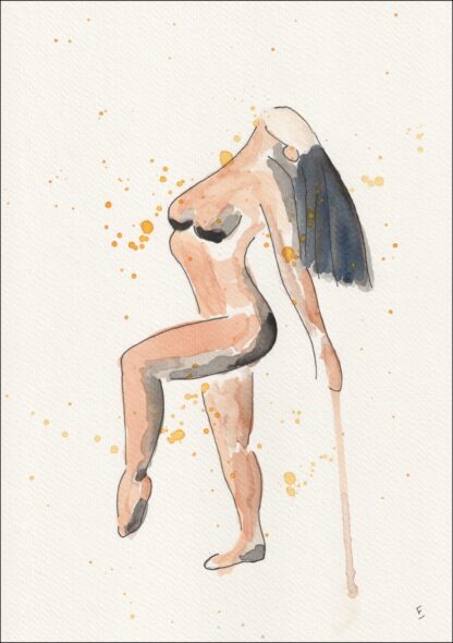 Original Signed Figurative Watercolour Painting Of A Nude Female Wall Art