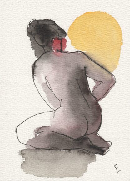 Original Signed Figurative Watercolour Painting Of A Nude Female Wall Art