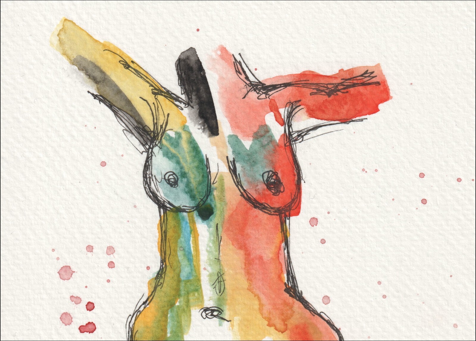 Striking and unconventional, this contemporary figurative study explores the body through a vivid, segmented spectrum of colour and stark vertical alignment.