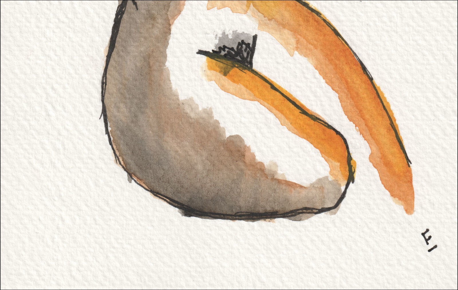 Anchored by a low, settled posture, this original wash and ink piece interprets physical weight and presence through a deeply meditative alignment.