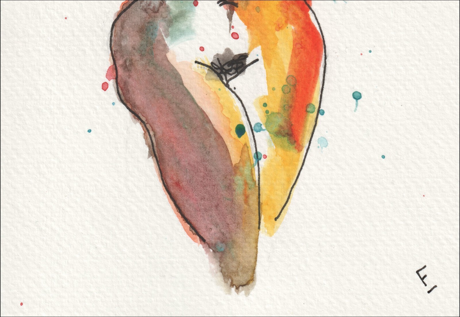 Executed with a triumphant, front-facing orientation, this original wash and ink piece celebrates physical vitality through an exceptionally bold and expressive lens.