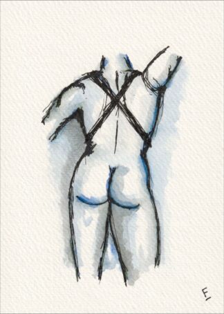 Original Figurative Watercolour Painting Of A Nude Male, Contemporary Art