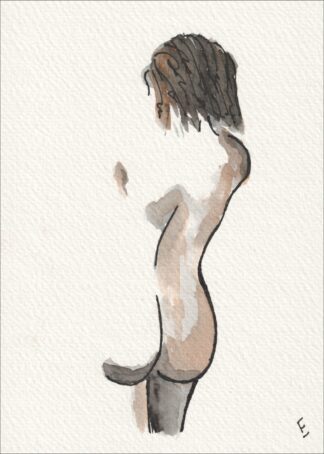 Original Signed Figurative Watercolour Painting Of A Nude Female, Contemporary