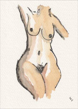 Original Signed Figurative Watercolour Painting Of A  Nude Female, Contemporary