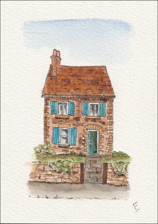Original Watercolour And Ink Sketch Of A House, Architectural Wall Art