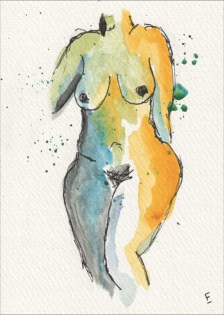 Original Watercolour Painting Of A Nude Female Figure Contemporary Feminine Art