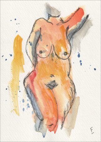 Original Watercolour Painting Nude Female Life Drawing Signed Figurative Art