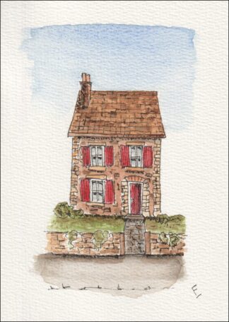 Original Watercolour And Ink Urban House Sketch, Architectural Artwork