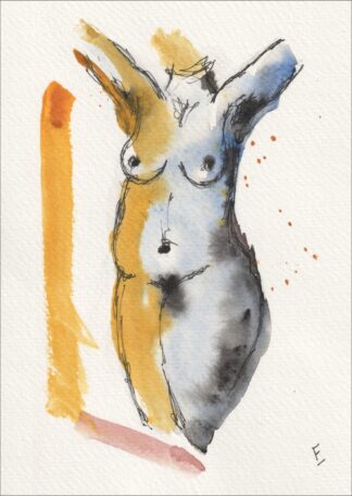 Original Watercolour Painting Of A Figurative Nude Female Signed Wall Art