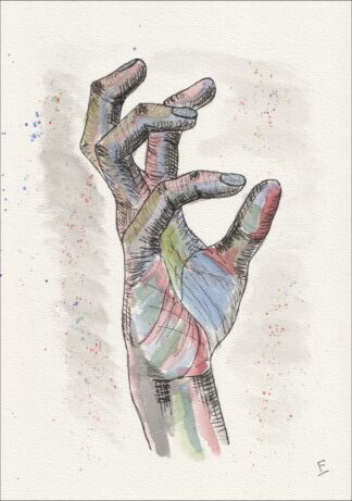 Pair Of Original Watercolour Paintings Of Hands, Anatomy Art, Contemporary A4