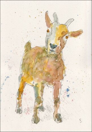 Original Watercolour And Ink Painting Of A Goat, Contemporary Wall Art A4