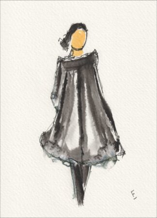 Signed Figurative Female Painting In Watercolour And Ink, Contemporary Wall Art