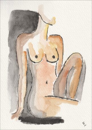Original Figurative Female Watercolour And Ink Sketch, Signed Contemporary Art