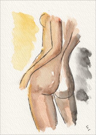 Original Figurative Female Watercolour And Ink Sketch, Signed Contemporary Art