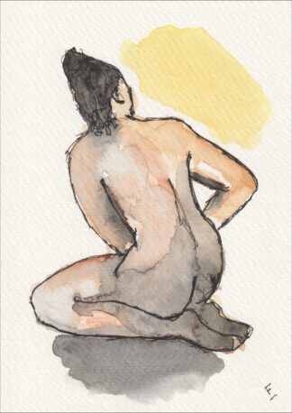 Original Figurative Female Watercolour And Ink Painting, Contemporary Wall Art