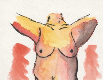 Figurative Painting Of A Female In Watercolour And Ink, Original Signed Wall Art - Image 2